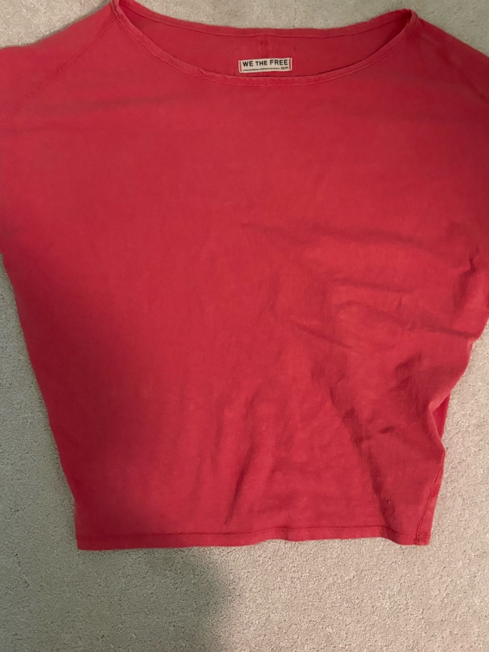 NWOT We The Free Coral-Red Short Sleeve Crewneck Tee
